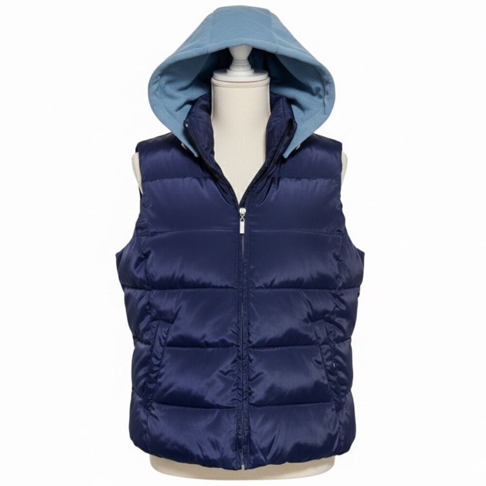 Prospirit Size L Navy Blue Puffer Vest Hooded Fleece Lined